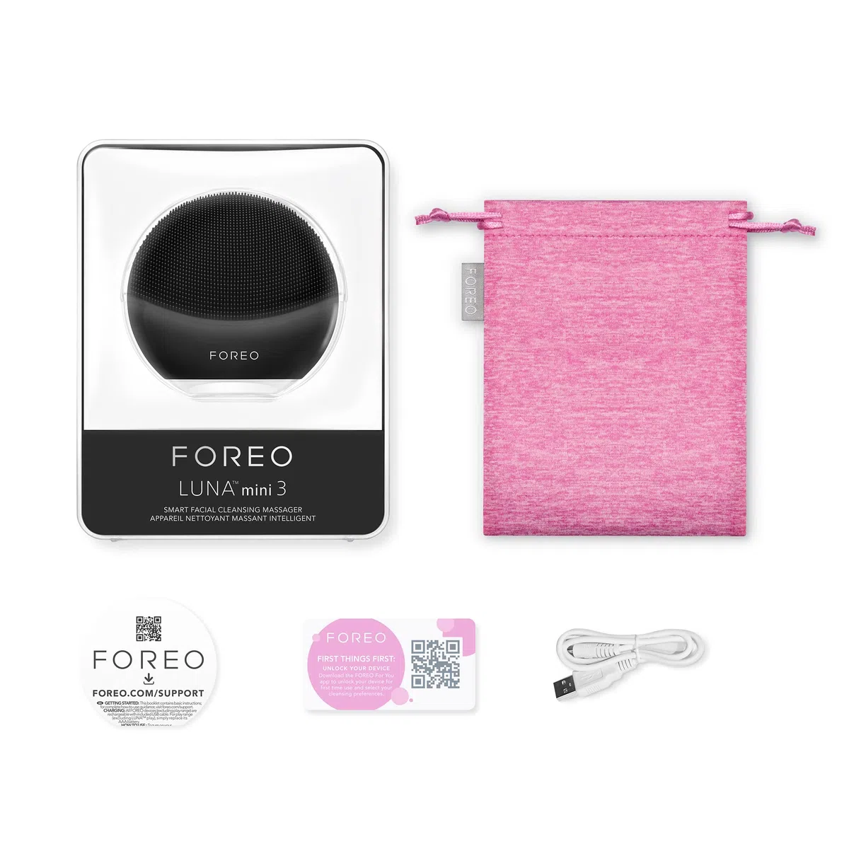 FOREO LUNA mini 3 Gesichtsreinigungsbürste - Gesichtsmassagegerät elektrisch, ultrahygienisches Silikon - Einfache Gesichtsreinigung - Elektrischer Gesichtsreiniger - App-verbunden - Midnight