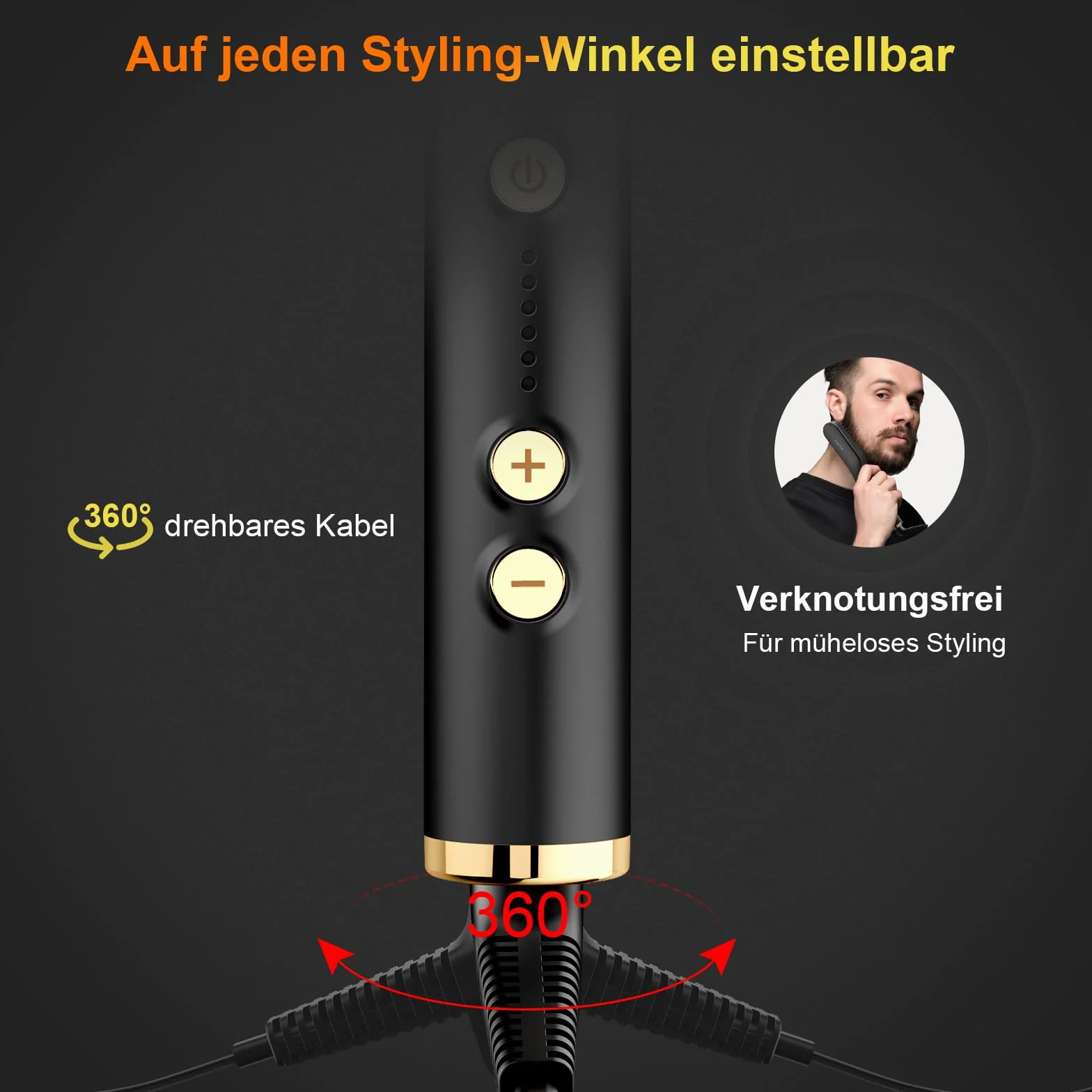 ANLAN , 2 in 1 Bartglätter für Männer und Mini Haarglätter, 5-Stufen Temperatur(120-200℃), 30er Schnell Beheizte, Ionischer Hair Beard Straightener Brush für Das Styling Von Bart und Haar