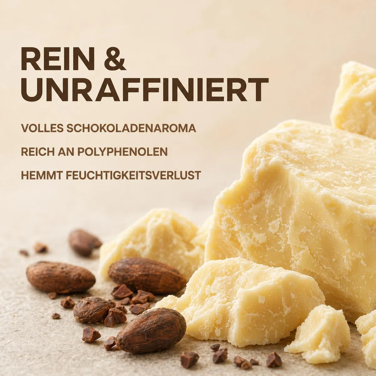 GiDeli Kakaobutter 20kg im Eimer - Das Kakaofett Tiefenwirksam Feuchtigkeitsspendend und Regenerierend - Unraffinierte Butter für Haut und Haarpflege - Das Kakaobohnenfett mit Schutzwirkung