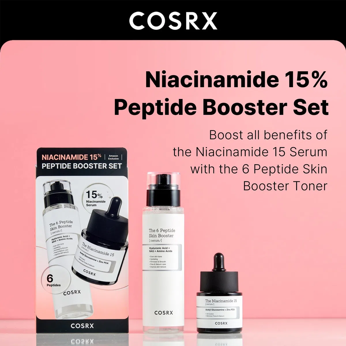 COSRX Niacinamide 15% Peptide Booster Set - Korean Skin Care Gift Set, Niacinamide Serum